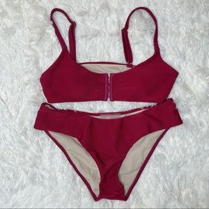 Kira Front Clasp Burgundy Bikini